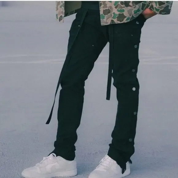 MNML Black Snap Western Pants